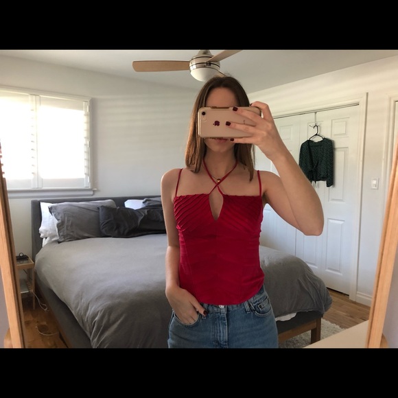 Red Silk corset tank top - Picture 5 of 8